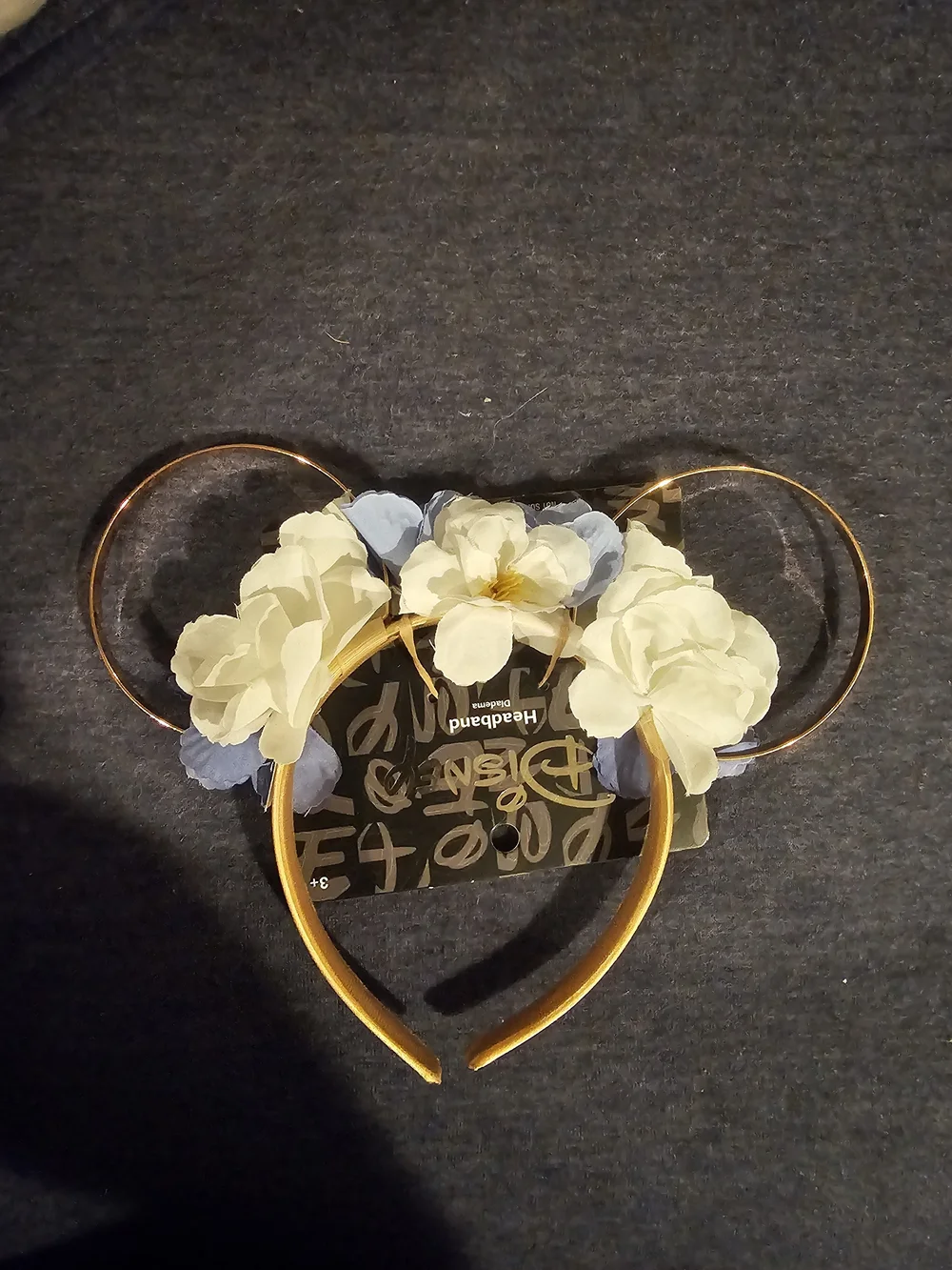 Disney Floral Mouse Ear Headband - Cream & Light Blue